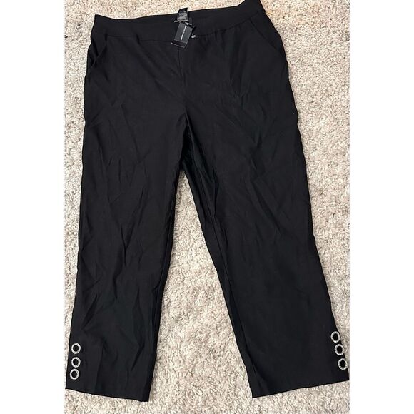 NEW WITH TAGS Ashley Stewart black CROPPED loose fit trousers size 14 - Picture 1 of 6